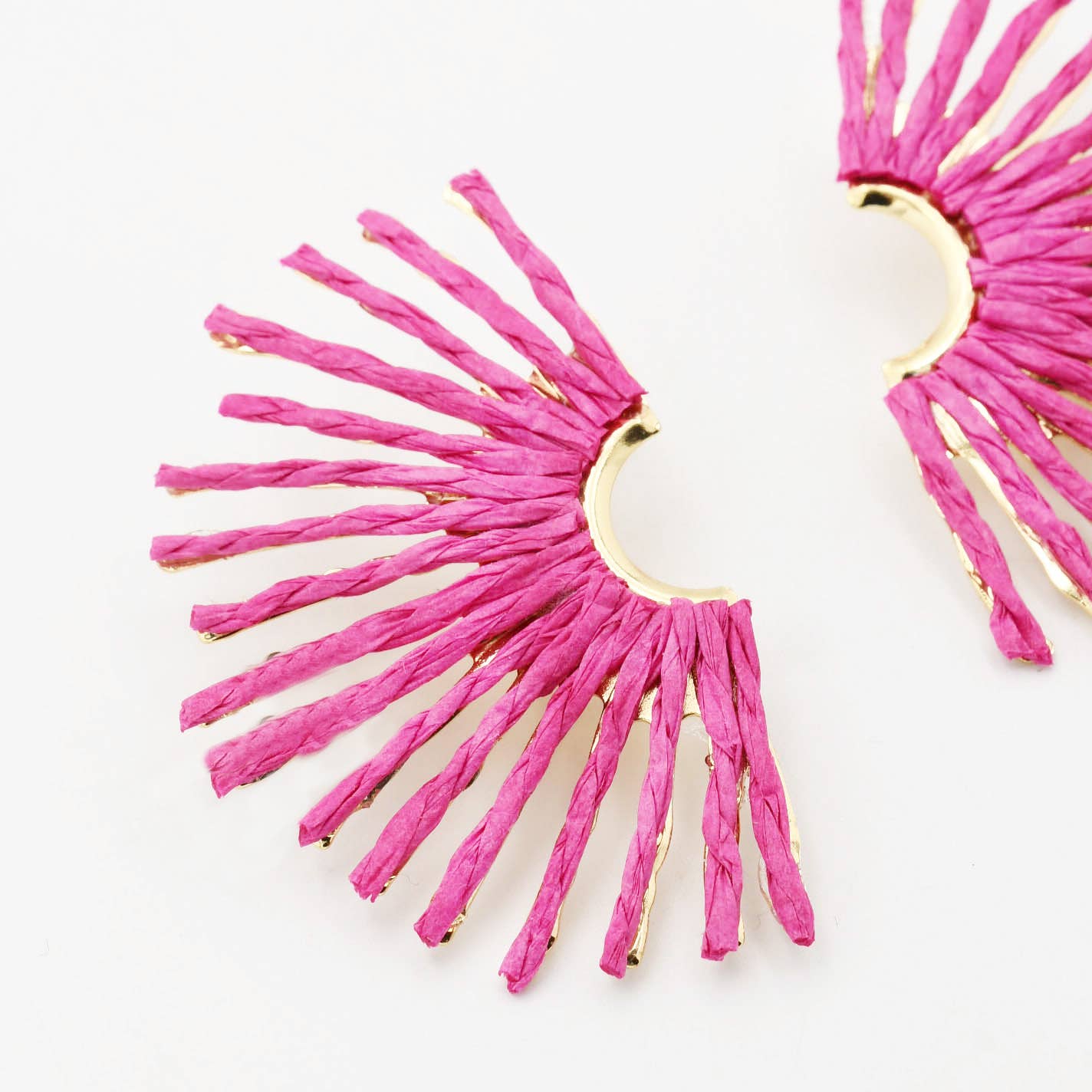 Pink Raffia Fan  - Chatsworth Boutique
