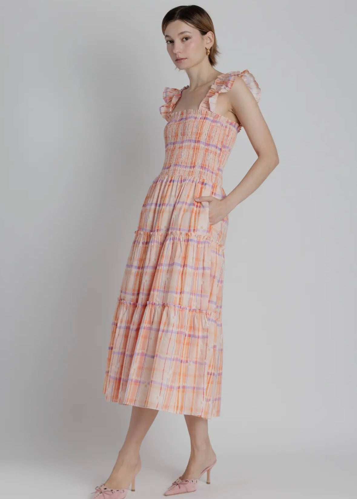 Printed Tiered Midi Dress - Chatsworth Boutique