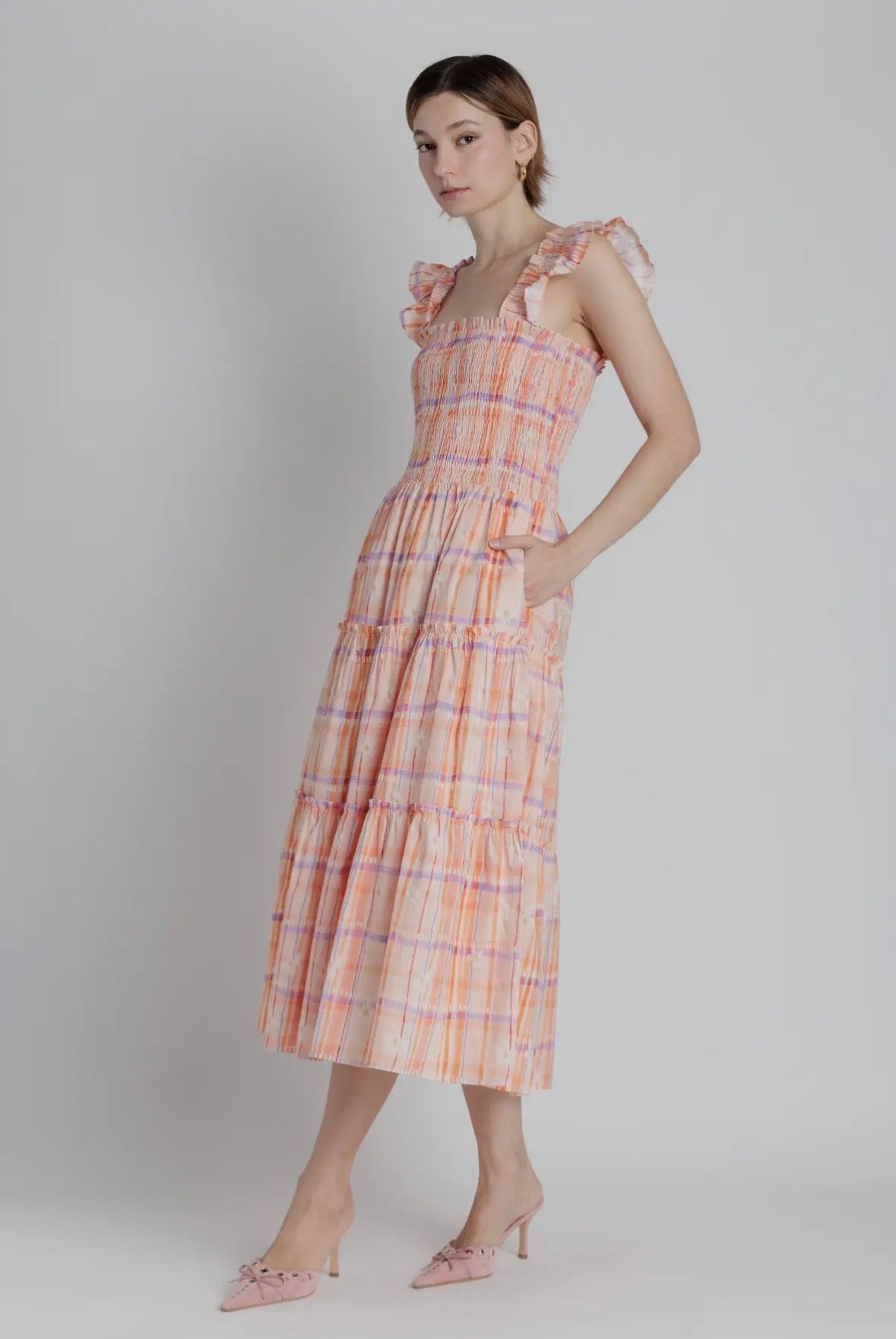 Printed Tiered Midi Dress - Chatsworth Boutique