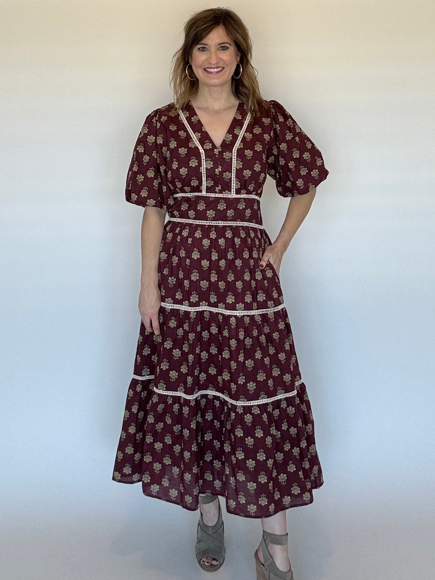 Puff Sleeve Block Print Dress - Chatsworth Boutique