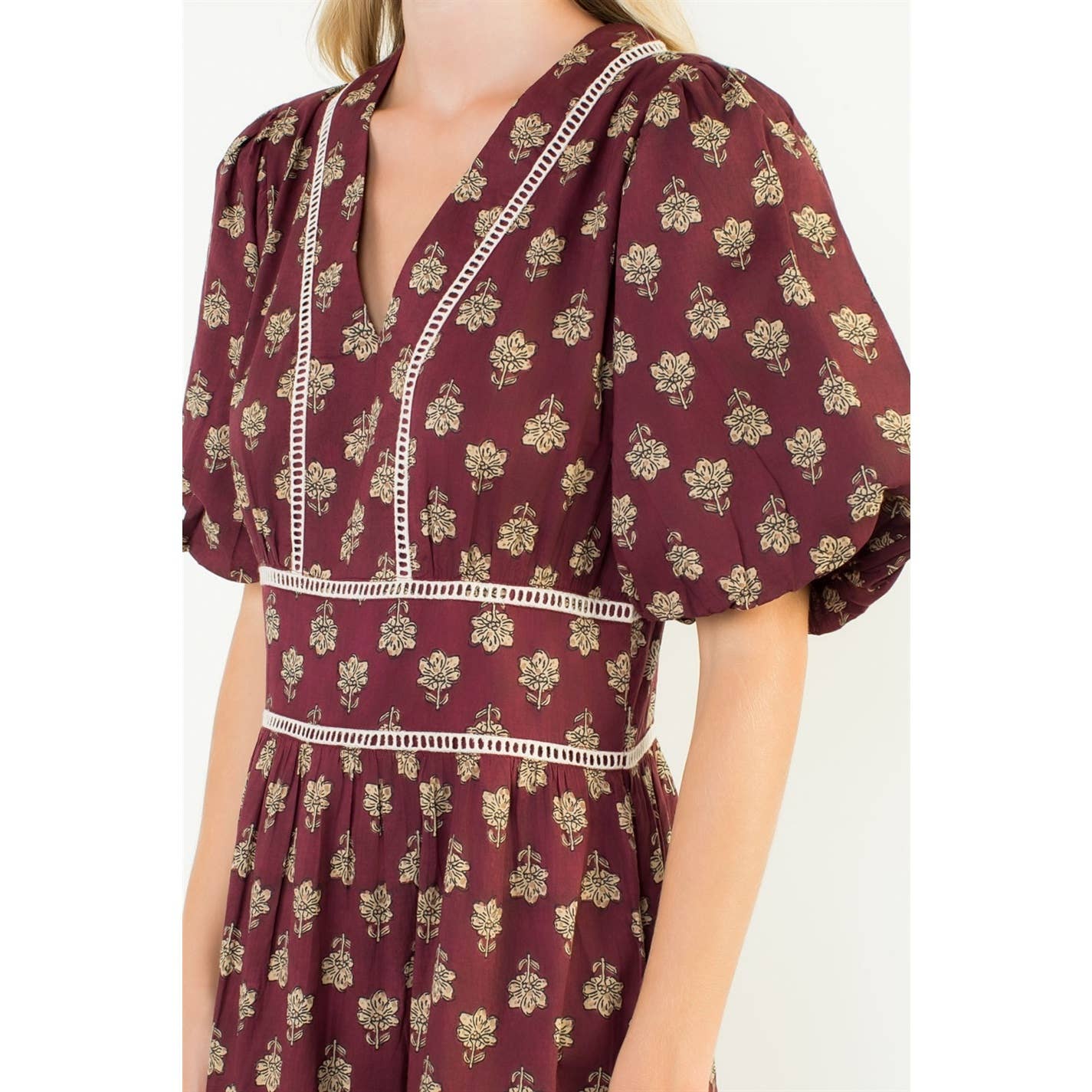 Puff Sleeve Block Print Dress - Chatsworth Boutique