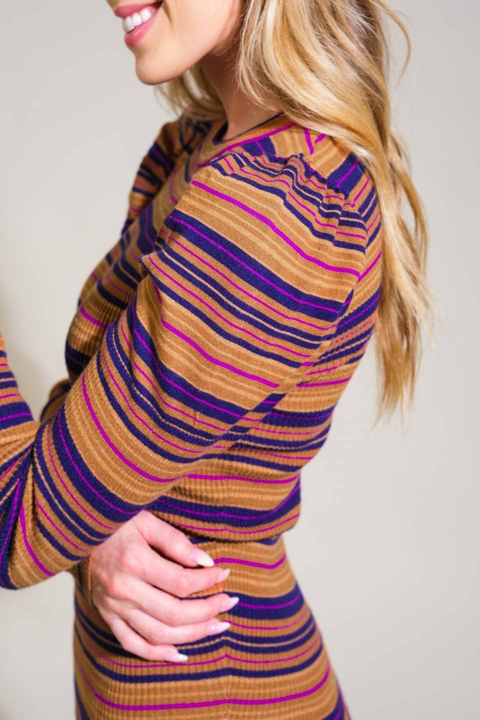 Purple Navy Stripe Sweater - Chatsworth Boutique
