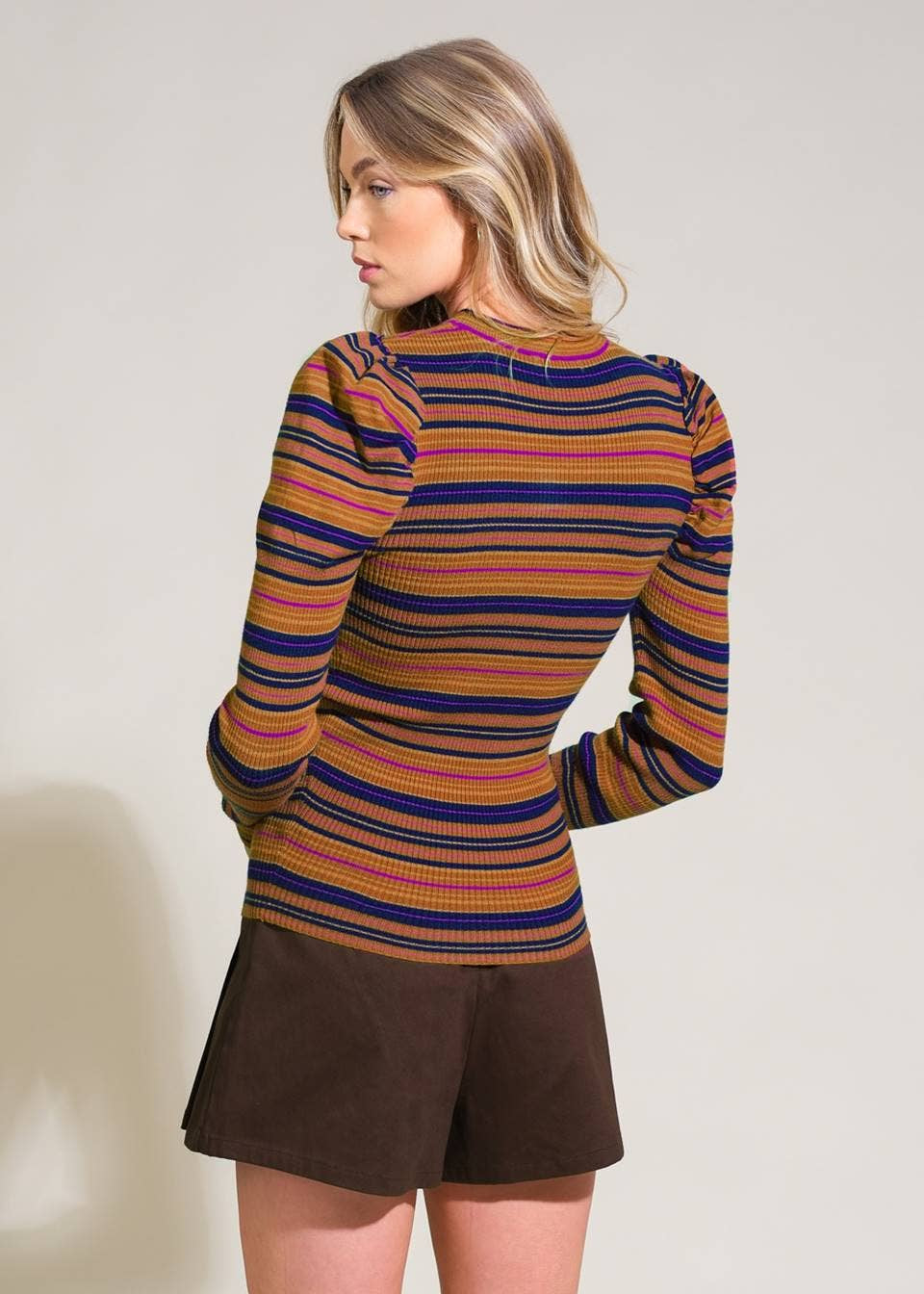 Purple Navy Stripe Sweater - Chatsworth Boutique