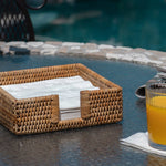 Rattan Cocktail Napkin Holder with Cutout - Chatsworth Boutique
