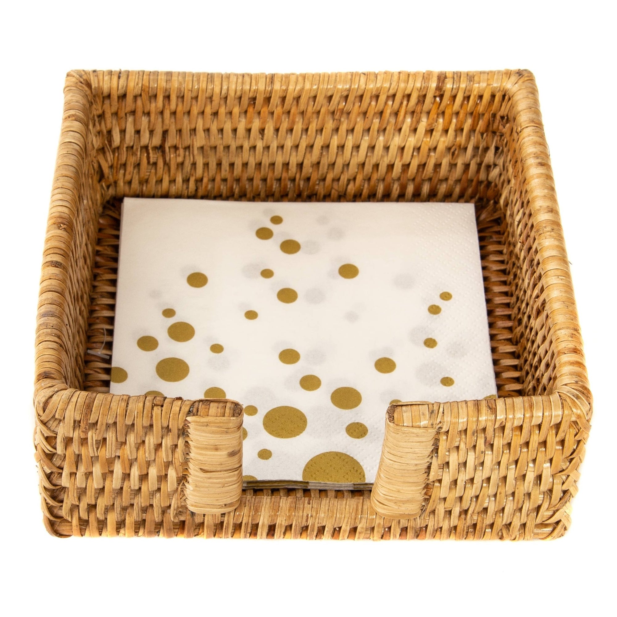 Rattan Cocktail Napkin Holder with Cutout - Chatsworth Boutique