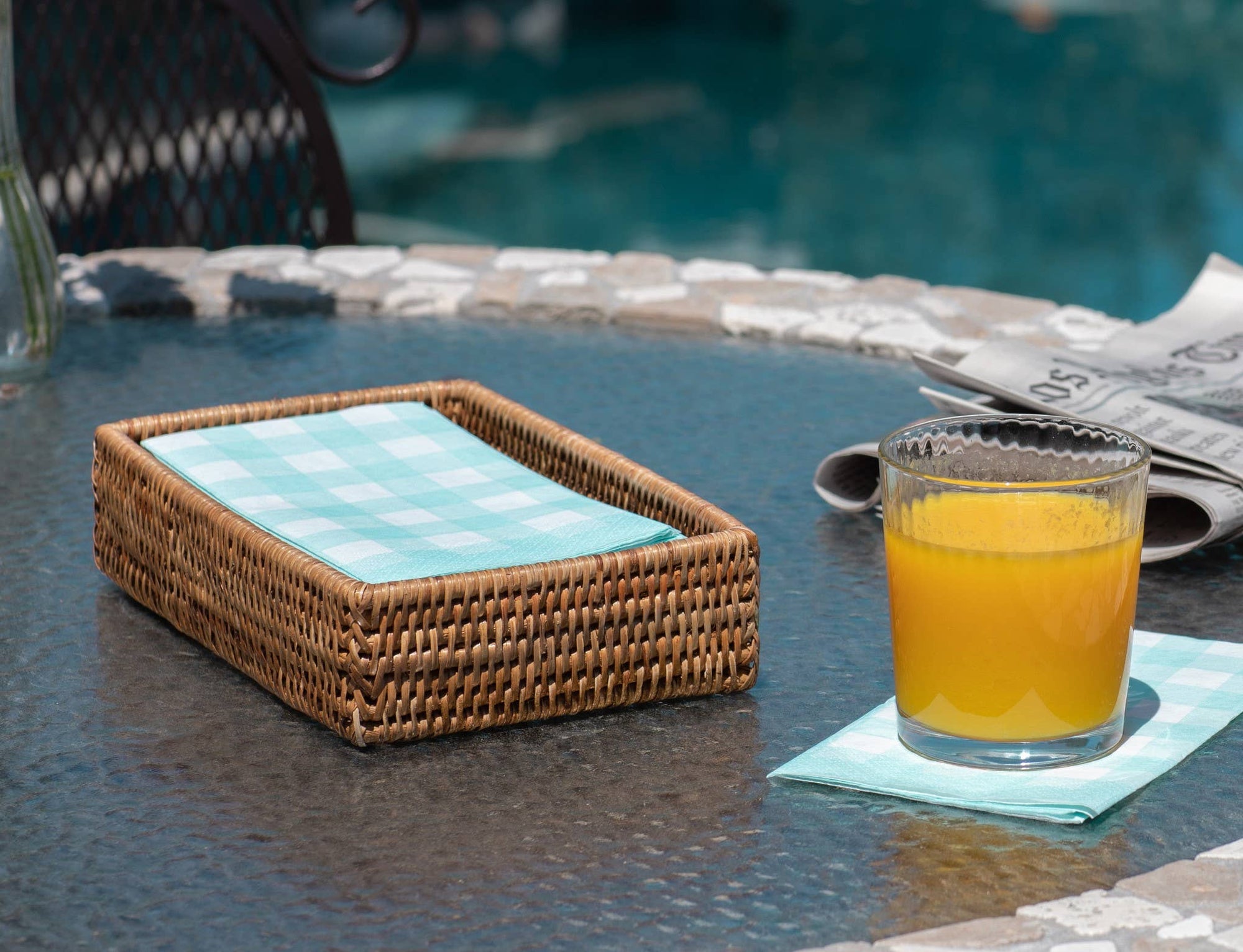 Rattan Guest Towel - Rectangular Napkin Holder - Chatsworth Boutique