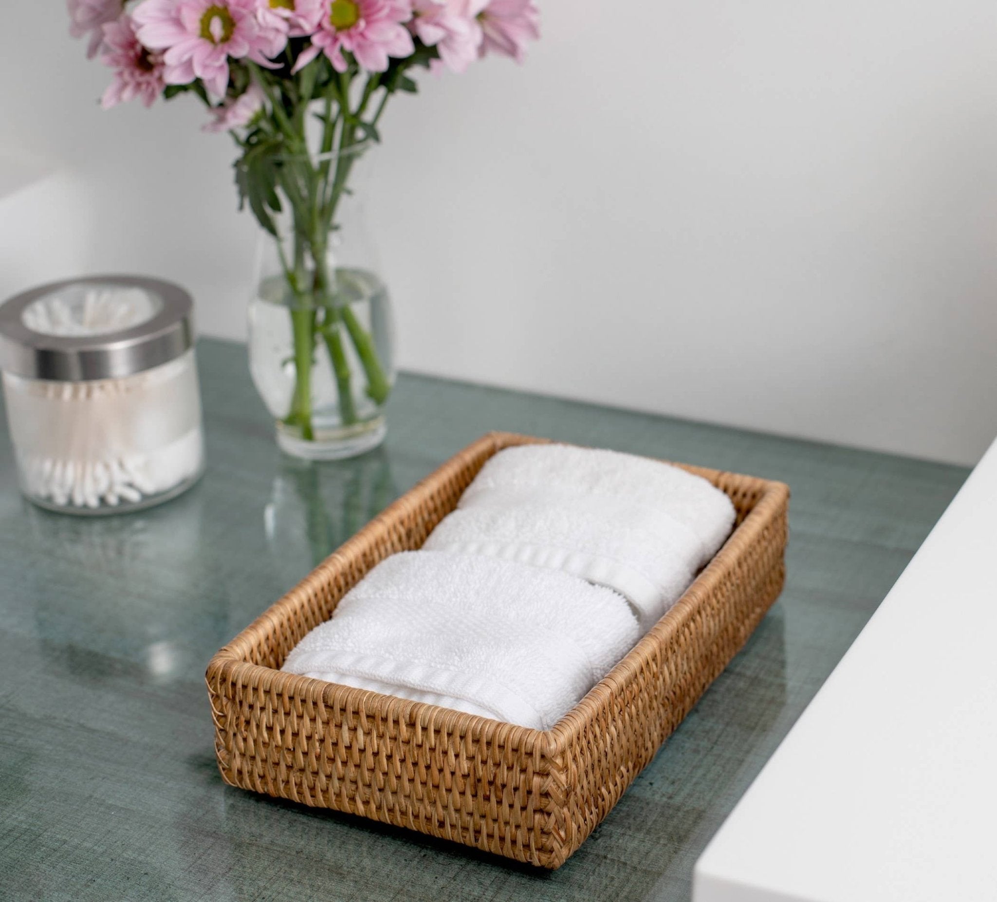 Rattan Guest Towel - Rectangular Napkin Holder - Chatsworth Boutique