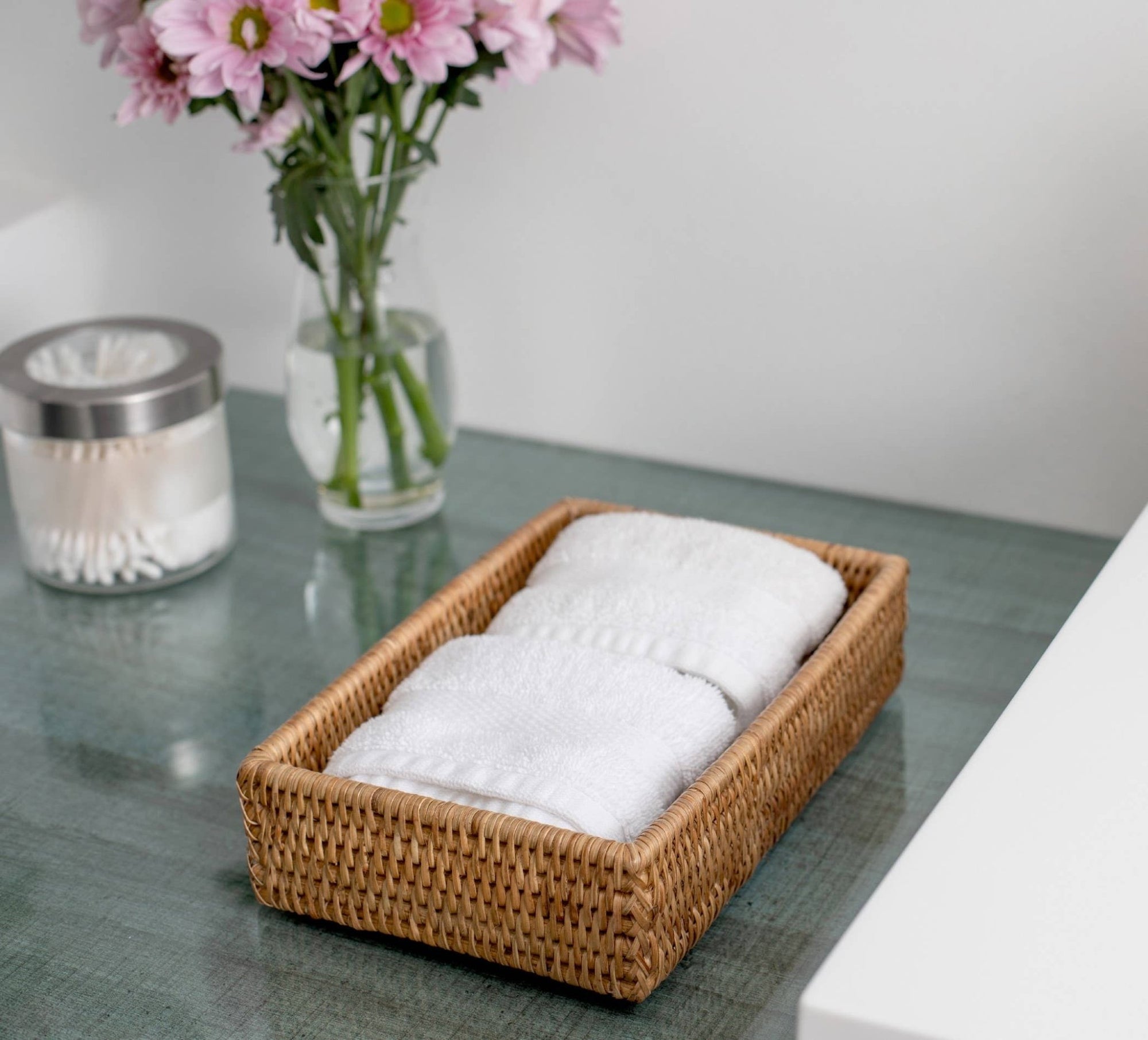 Rattan Guest Towel - Rectangular Napkin Holder - Chatsworth Boutique