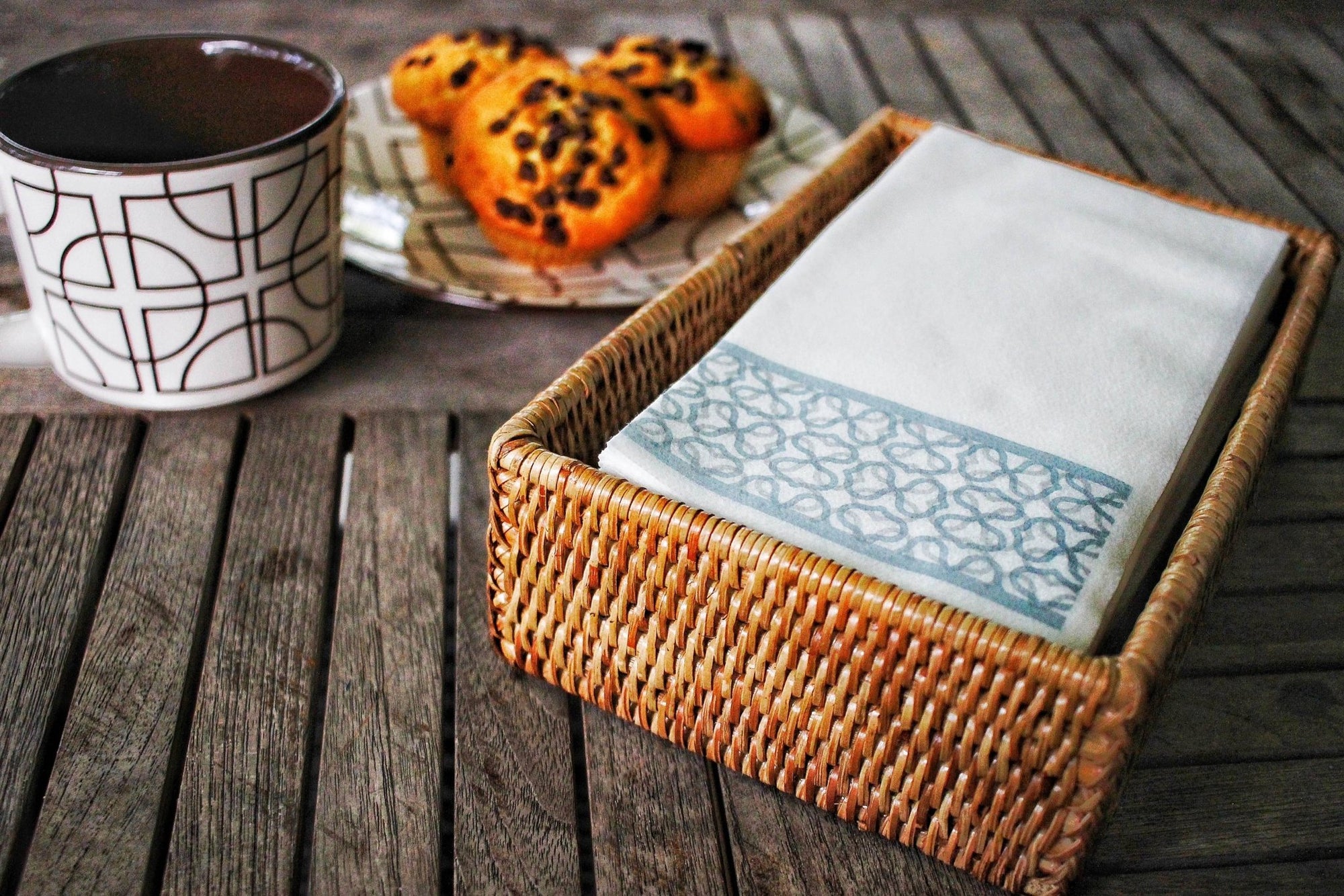 Rattan Guest Towel - Rectangular Napkin Holder - Chatsworth Boutique