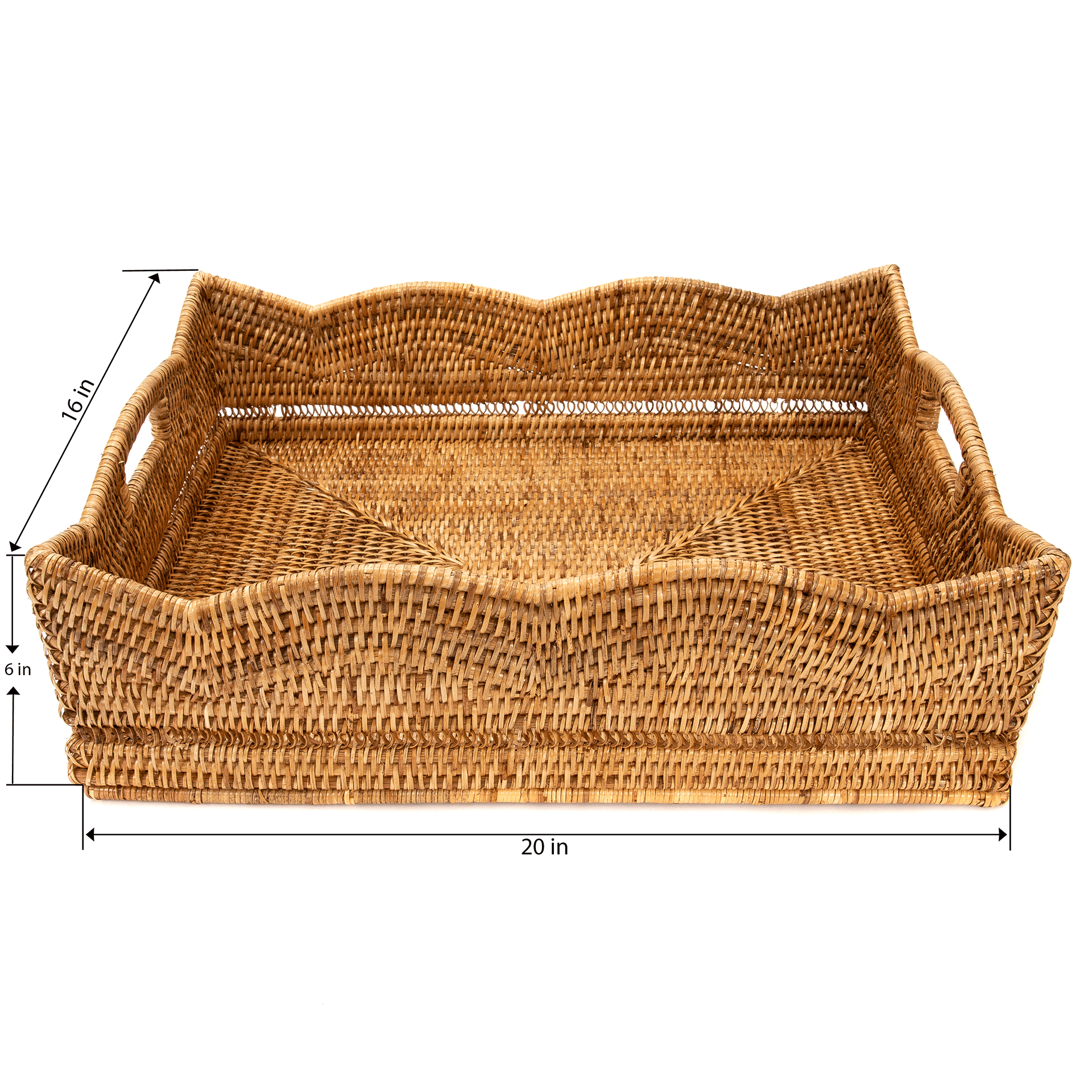 Rattan™ Scallop Collection Rectangular Basket - Chatsworth Boutique