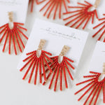 Red Sunburst Drop Earrings - Chatsworth Boutique