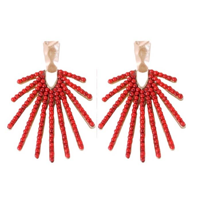 Red Sunburst Drop Earrings - Chatsworth Boutique