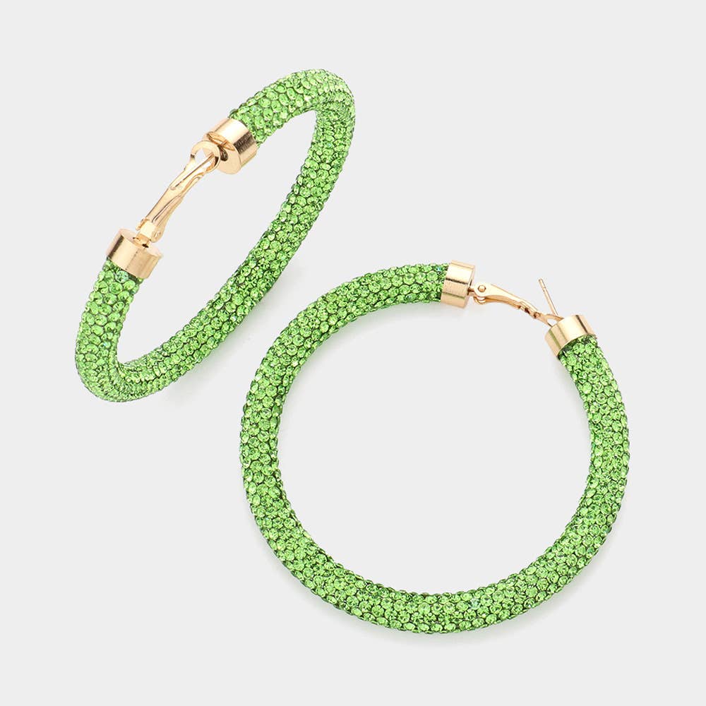 Rhinestone Pave Hoop Earrings - Chatsworth Boutique