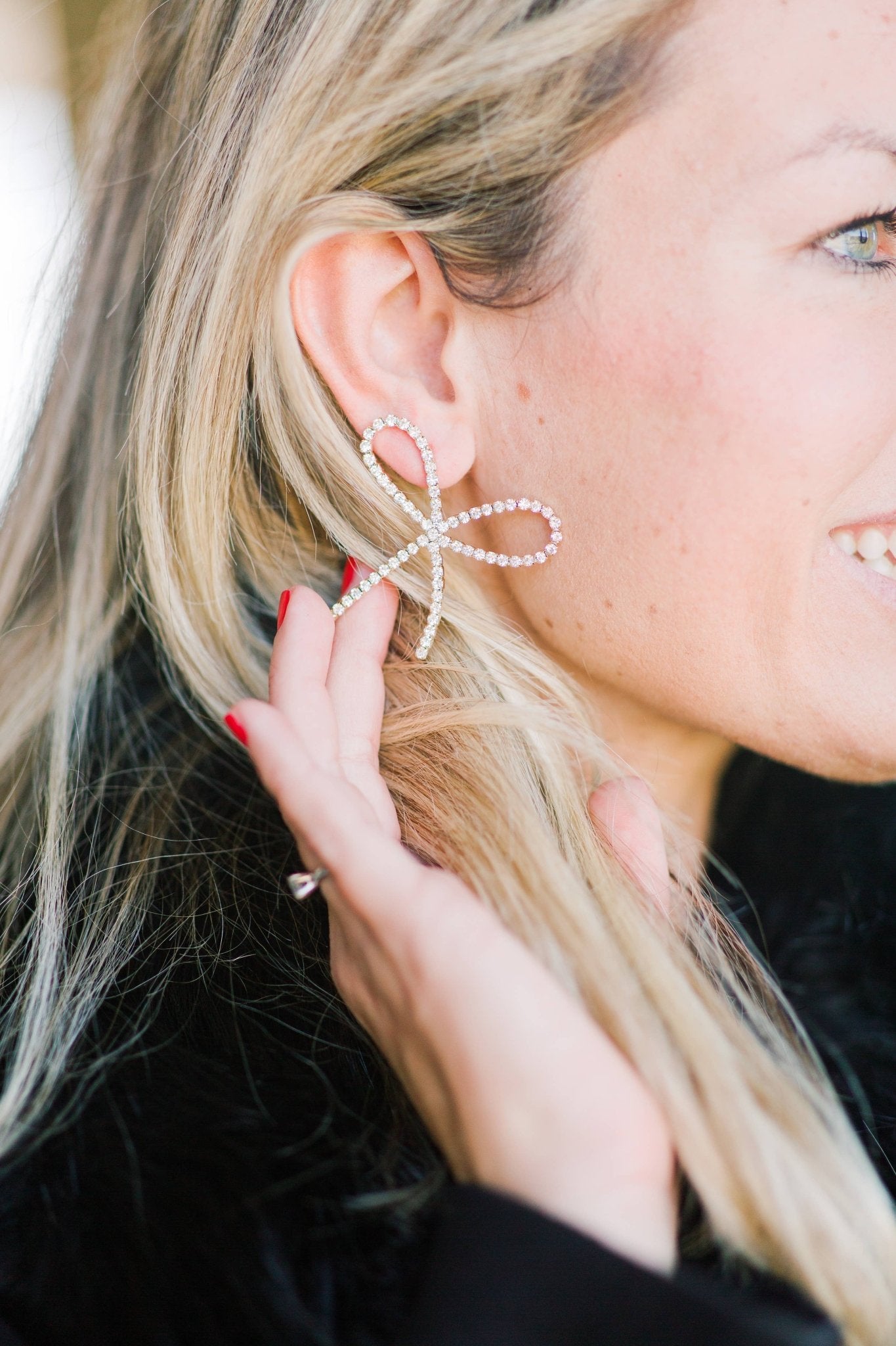 Rhinestone Statement Bow Holiday Earrings - Chatsworth Boutique