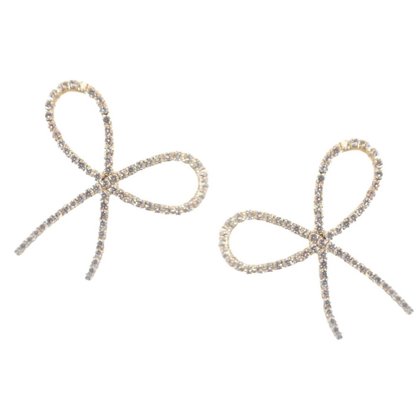 Rhinestone Statement Bow Holiday Earrings - Chatsworth Boutique