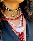 Roxie Pink Beaded Necklace with Heart Charm - Chatsworth Boutique