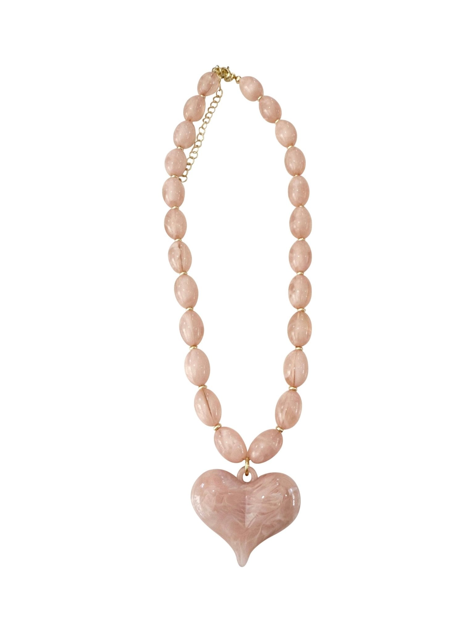 Roxie Pink Beaded Necklace with Heart Charm - Chatsworth Boutique
