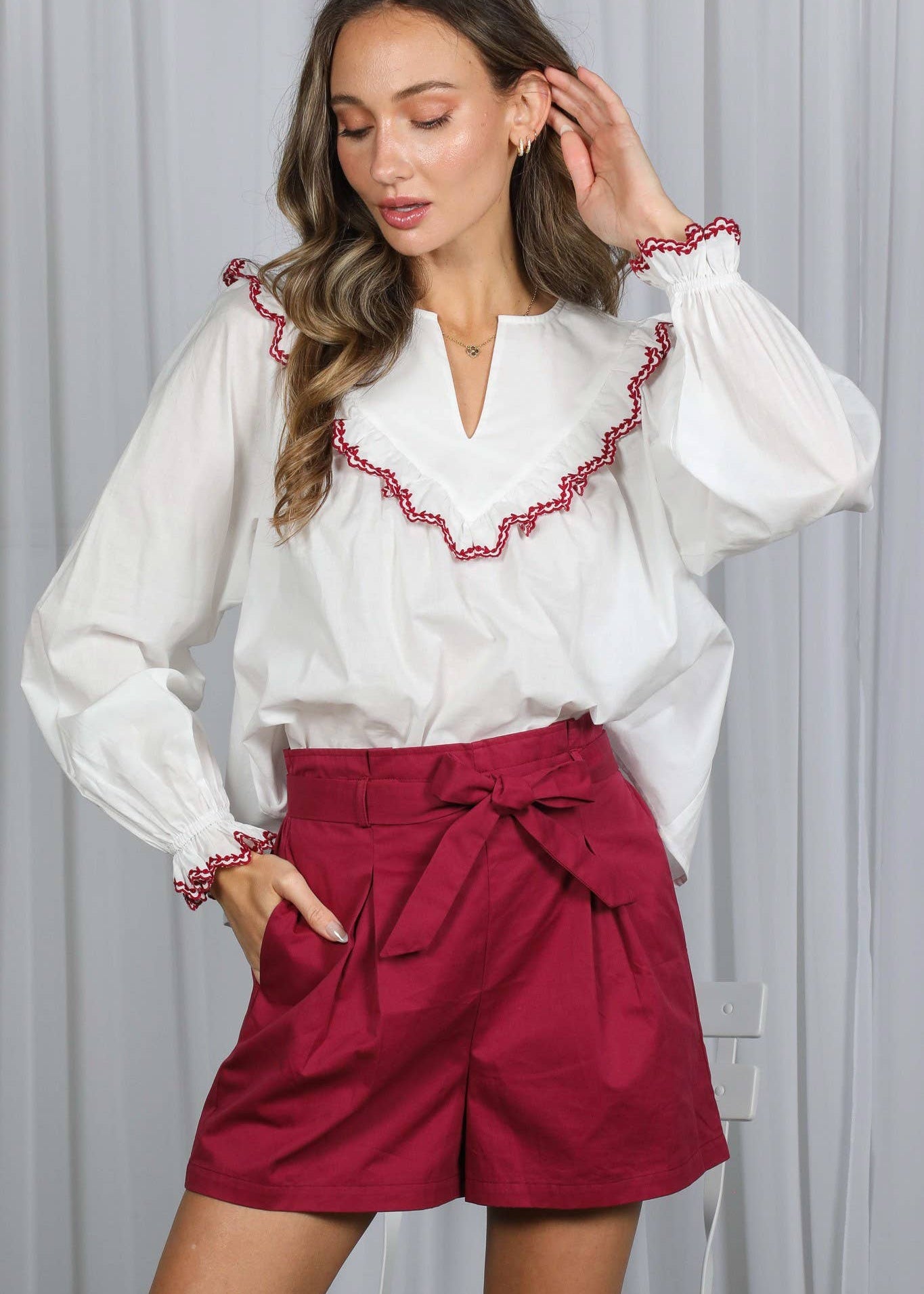 Ruffle Detail Blouse - Chatsworth Boutique