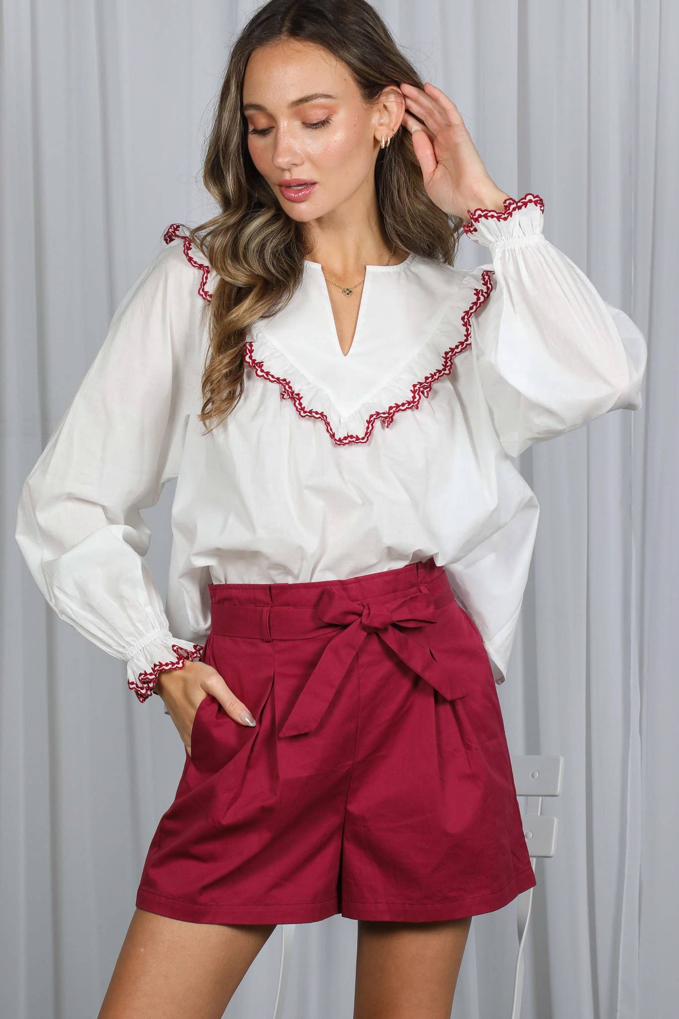 Ruffle Detail Blouse - Chatsworth Boutique