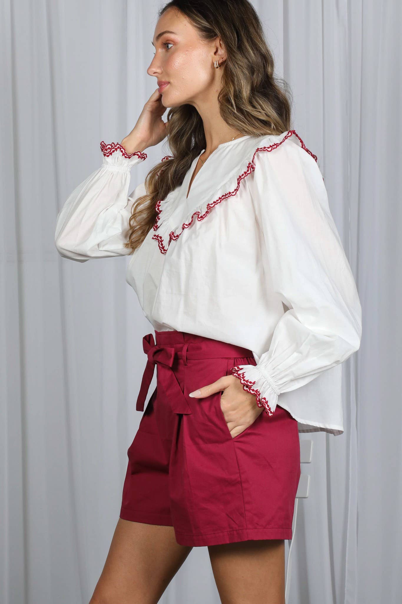 Ruffle Detail Blouse - Chatsworth Boutique