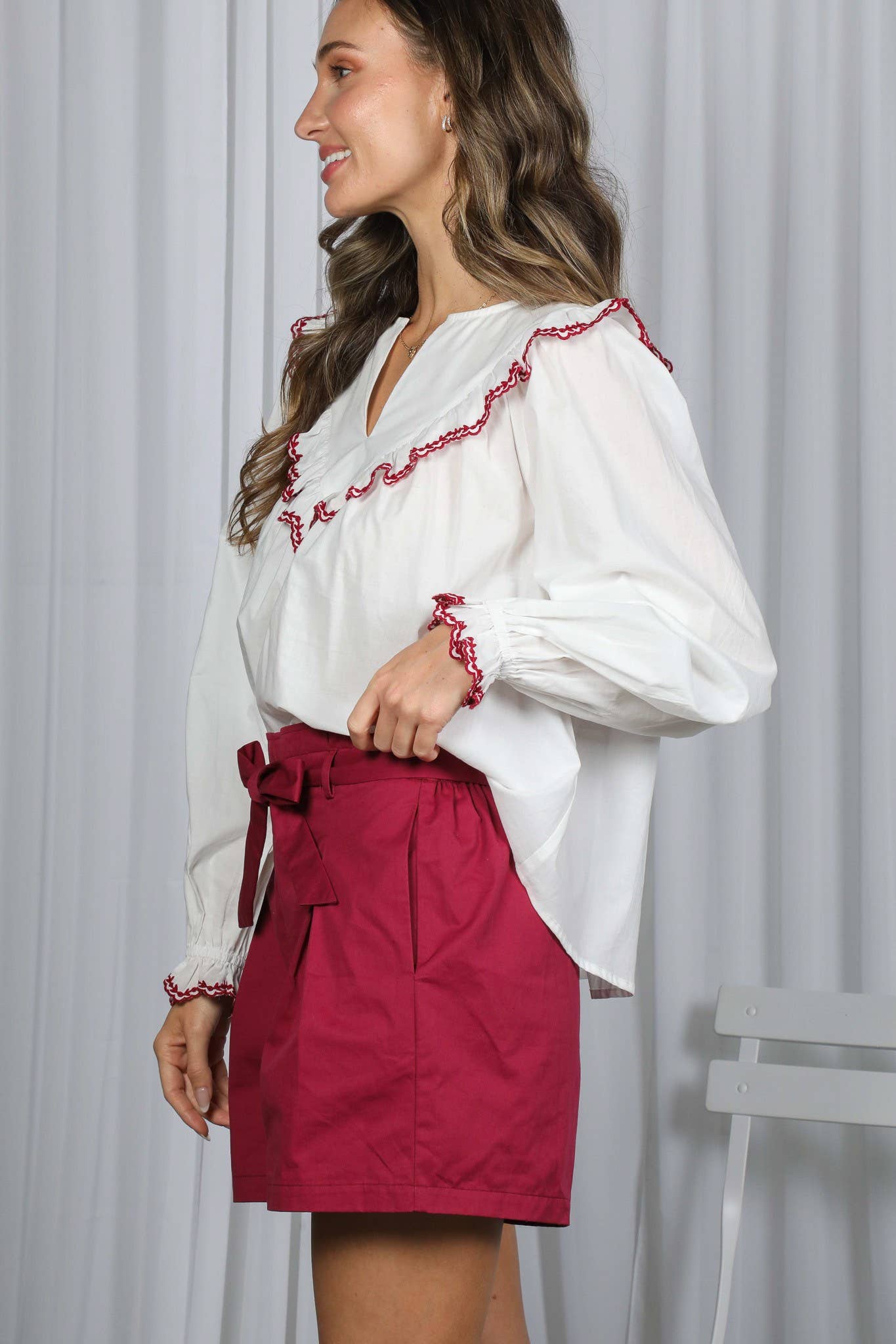 Ruffle Detail Blouse - Chatsworth Boutique