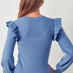 Ruffle Sweater Cloud Blue - Chatsworth Boutique