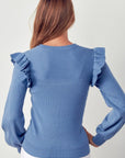 Ruffle Sweater Cloud Blue - Chatsworth Boutique