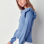 Ruffle Sweater Cloud Blue - Chatsworth Boutique