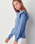 Ruffle Sweater Cloud Blue - Chatsworth Boutique