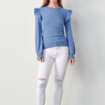 Ruffle Sweater Cloud Blue - Chatsworth Boutique