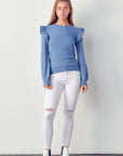 Ruffle Sweater Cloud Blue - Chatsworth Boutique