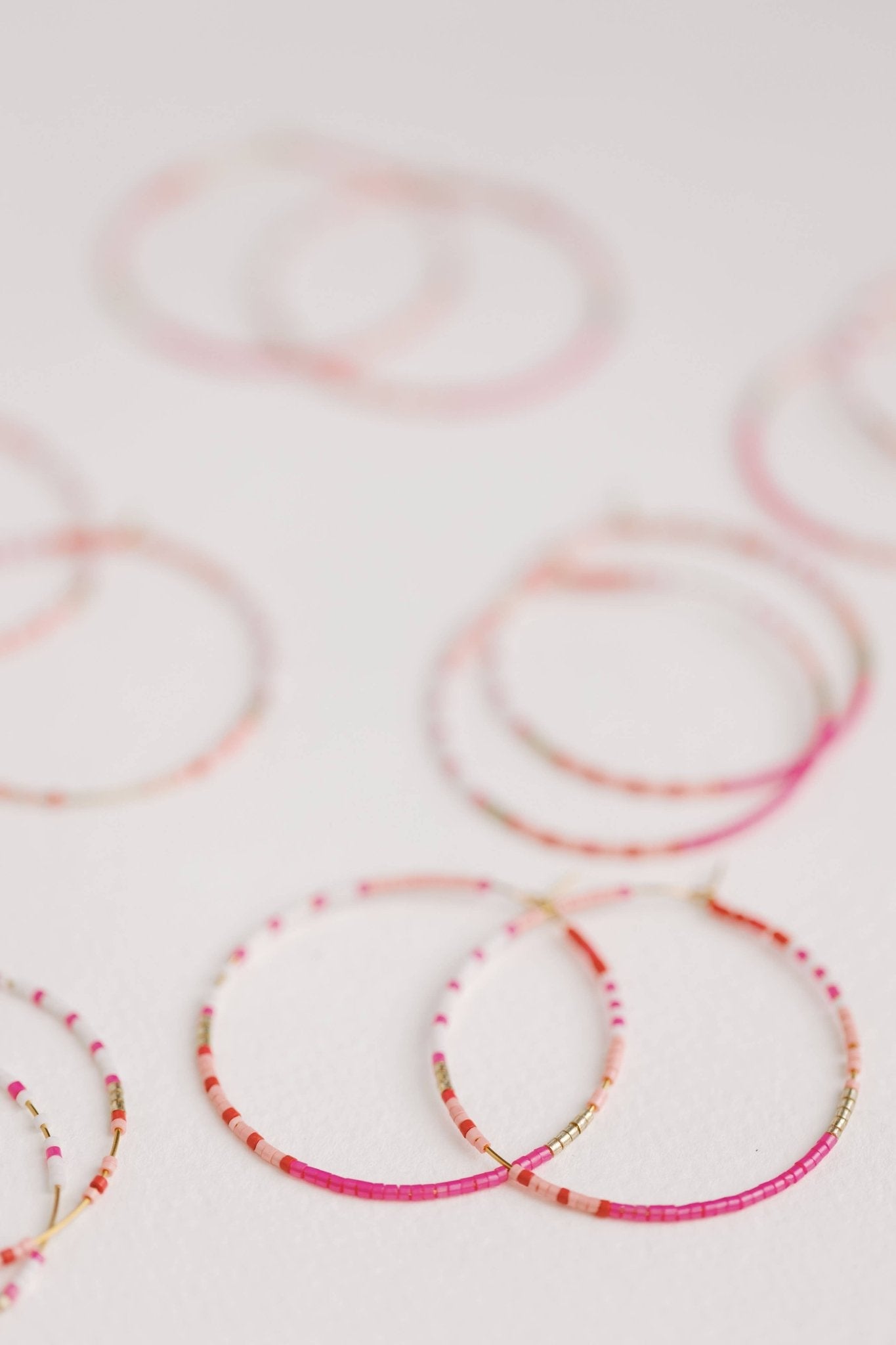 Skinny Pink Beaded Hoops - Chatsworth Boutique