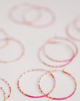 Skinny Pink Beaded Hoops - Chatsworth Boutique