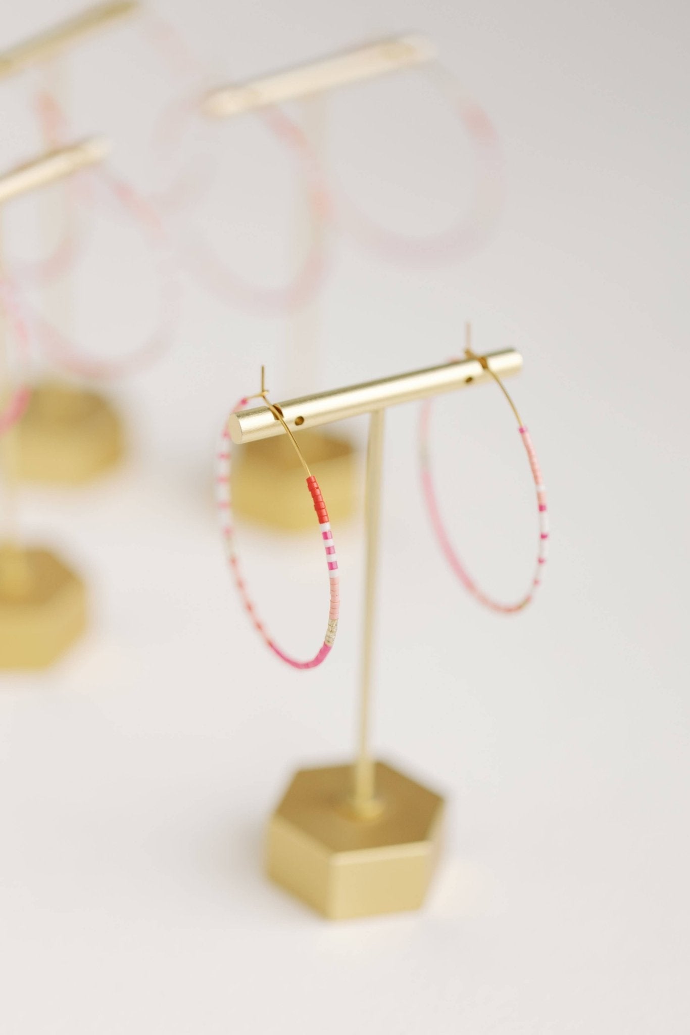 Skinny Pink Beaded Hoops - Chatsworth Boutique