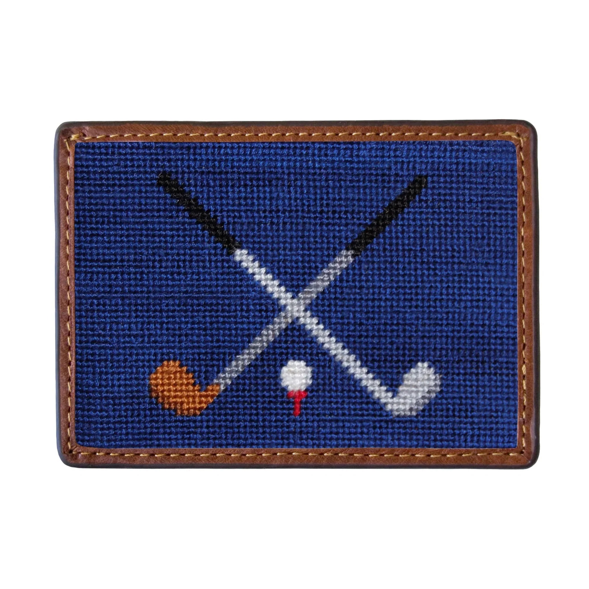 Crossed Clubs Embroidered Card Wallet, Smathers & Branson - front view