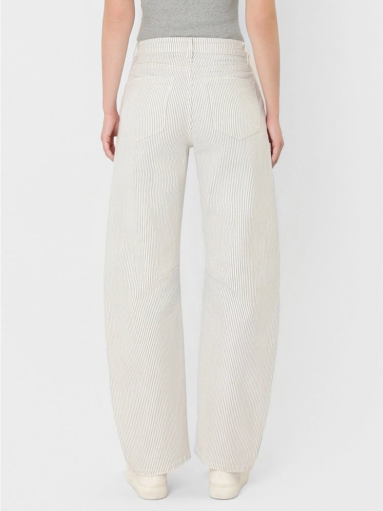 Striped Crop Barrel Jean - Chatsworth Boutique