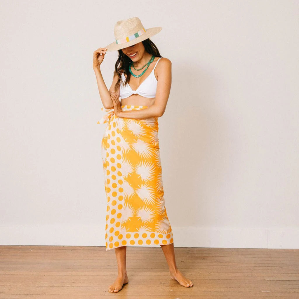Gold Palm Geo with Gold Dot Sarong