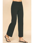 elastic waist pull on knit sweater straight leg pants