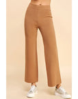 elastic waist pull on knit sweater straight leg pants