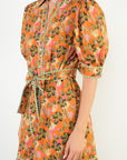Orange Floral Midi Dress