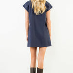 Navy Collared Shirtdress Mini - THML