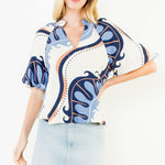 Navy/Powder Blue Blouse - THML