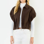Suede Zip Jacket, Chocolate, Detail - THML