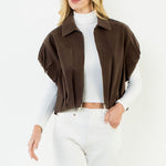 Suede Zip Jacket, Chocolate - THML