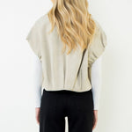 Suede Zip Jacket, Ivory, Styled - THML