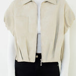 Suede Zip Jacket, Ivory - THML