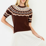 Chocolate Pattern SS Sweater, Yoke Detail - THML