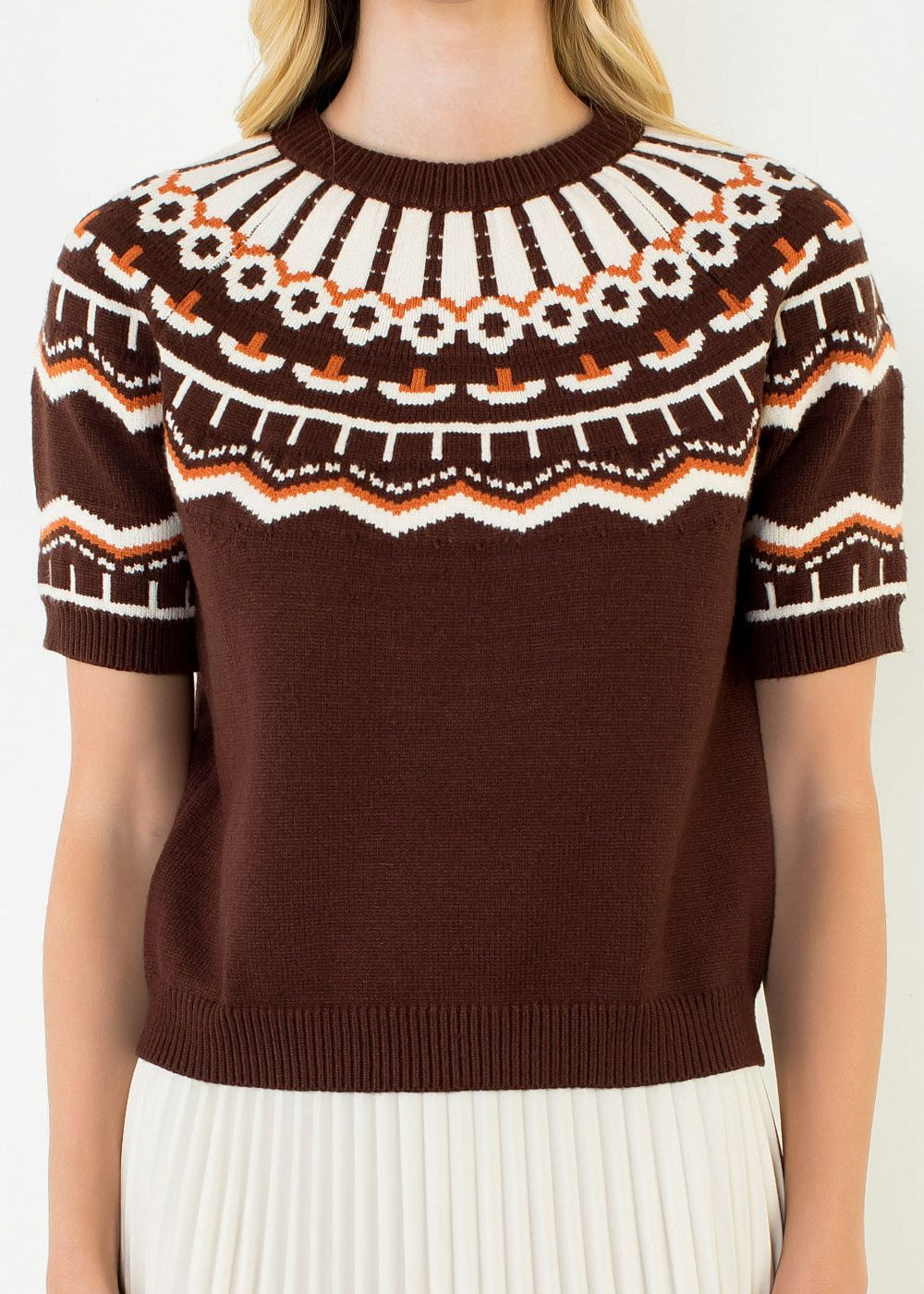 Chocolate Pattern SS Sweater - THML