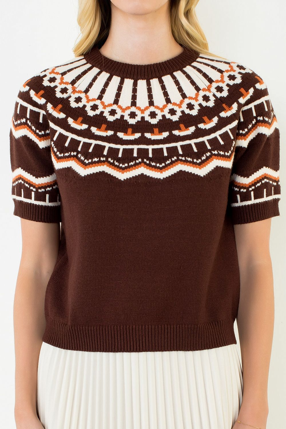 Chocolate Pattern SS Sweater - THML