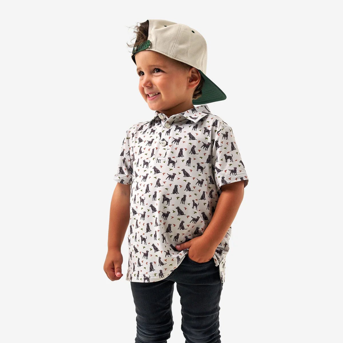 Youth Perf. Polo Ducks & Dogs - Chatsworth Boutique
